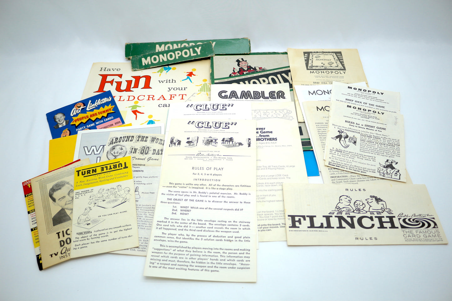 Original Vintage Game Instruction Booklet Grab Bag, Game Ephemera, Junk Journal Bundle