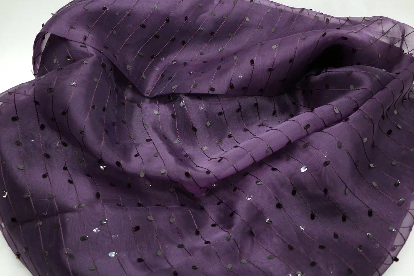 Jewel Purple Sheer Fabric w/ Sequins Fabric 60" x 4.25 yds, Sewing Fabric, Learn to Sew