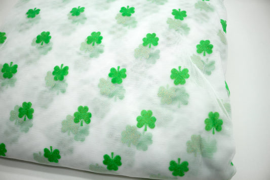 Shamrocks on Tulle Fabric 64" x 7.5 yds, Sewing Fabric, Learn to Sew