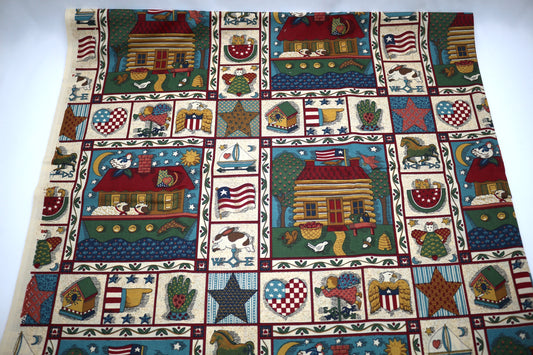 Log Cabin Americana Cotton Fabric 45" x 2 yds