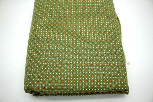 Vintage Geometric Olive Green Cotton Fabric 36" x 6.5 YDS