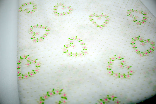 Vintage White Polka Dot Fabric w/ Heart and Polka Dots 45" x 2.25 YDs