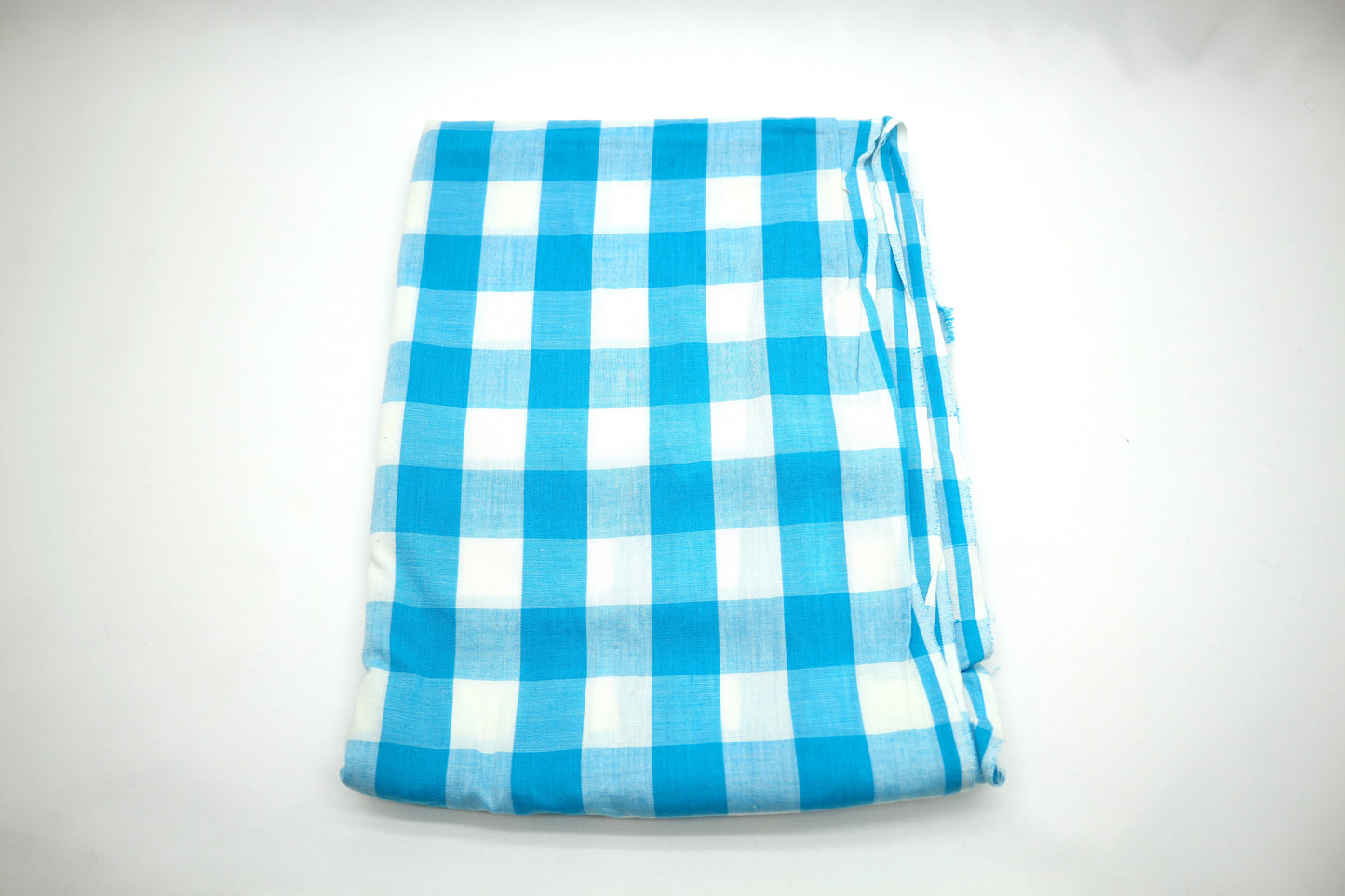 Big Gingham Turquoise Check Cotton Fabric 34" x 2.5 yds