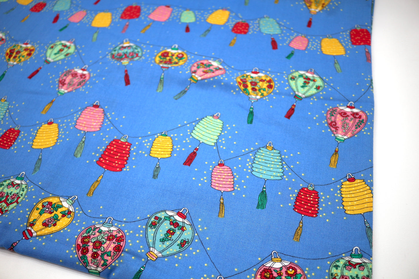 Lanterns Hanging in the Night Cotton Fabric 46" x 4 yds