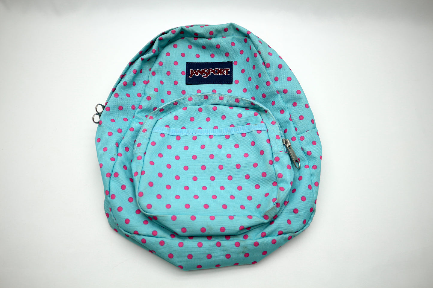 Jansport Small Backpack Blue & Pink Polka Dot