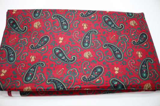 Red Paisley Cotton Fabric 45" x 2.5 yds