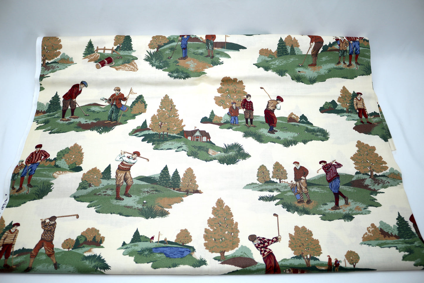 Golfing on the Green Cotton Fabric 46' x 2.5 yds