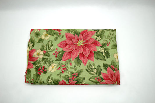 Poinsettias on the Green Cotton Fabric 45" x 2 yds