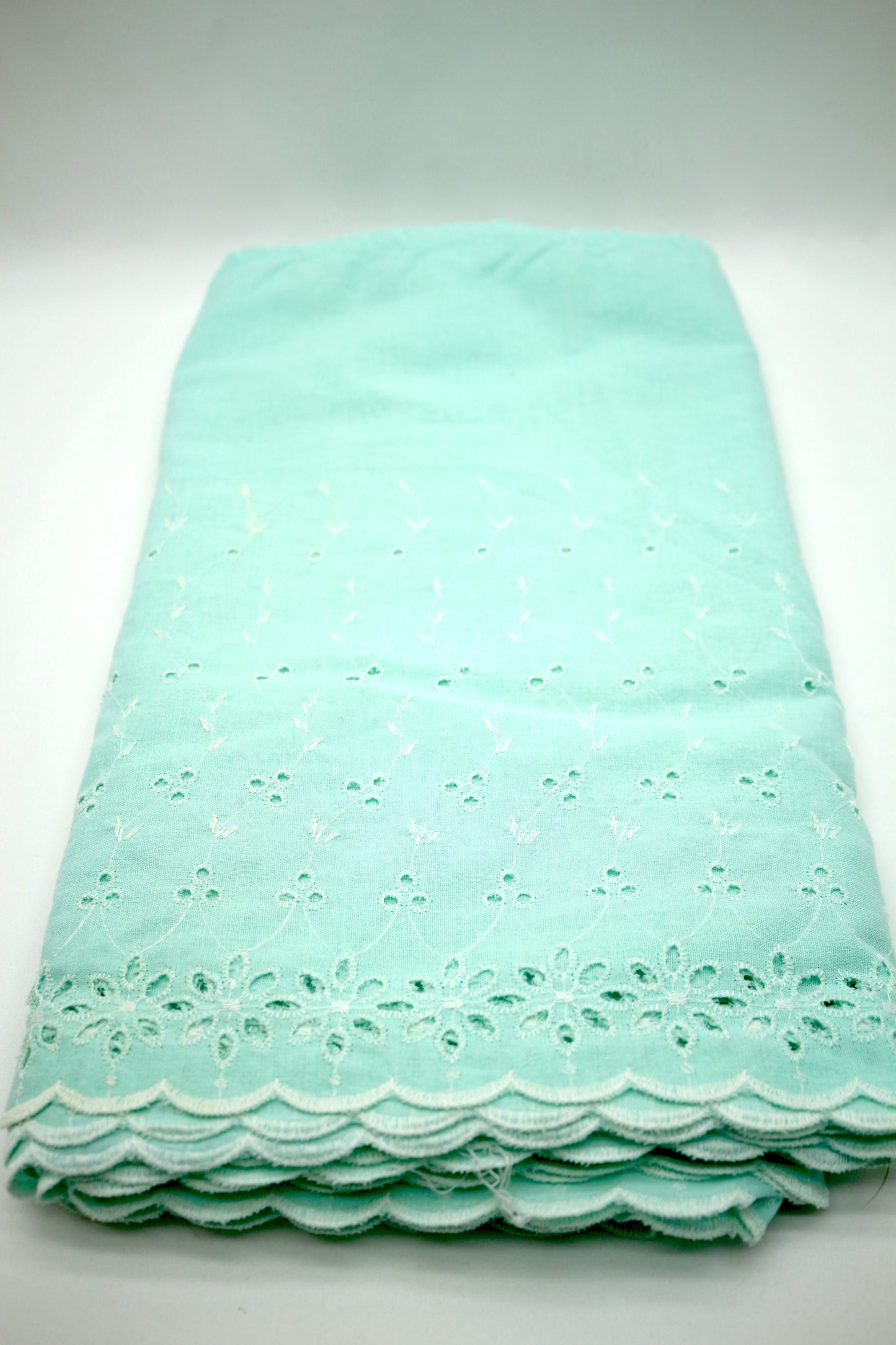 14" Seafoam Green Cotton Eyelet 7.5 yds