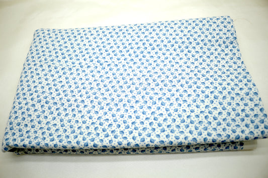 Blue Floating Leaves Cotton Fabric 45" x 2.75 yds