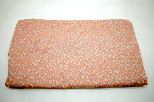 Cozy Cottage Peach Cotton Fabric with Flowers 44" x 1 yd