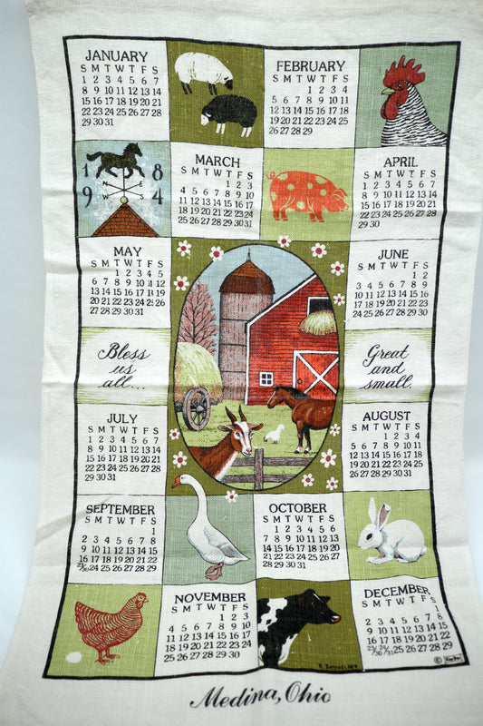 Vintage 1984 Fabric Wall Calendar