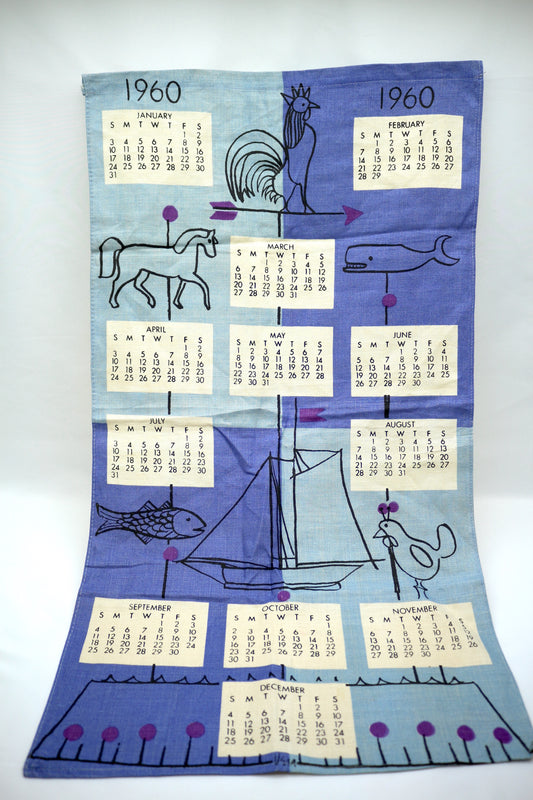 Vintage 1960 Fabric Calendar