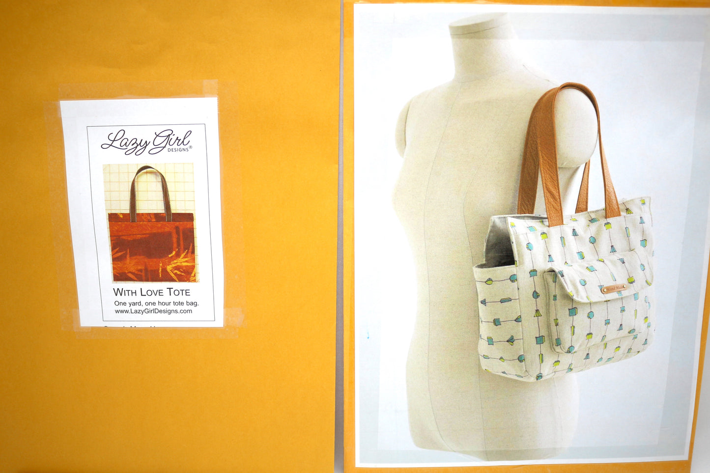 Lazy Girl with Love Tote PDF Sewing Pattern OR Lola Bag PDF Sewing Pattern