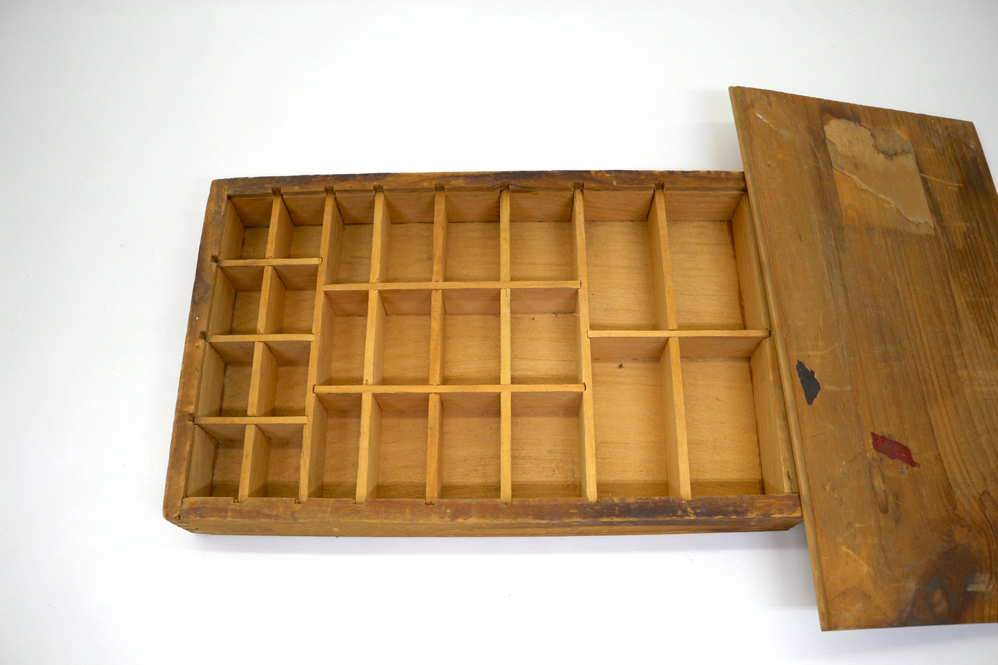 Vintage Wood Small Compartment Storage Box