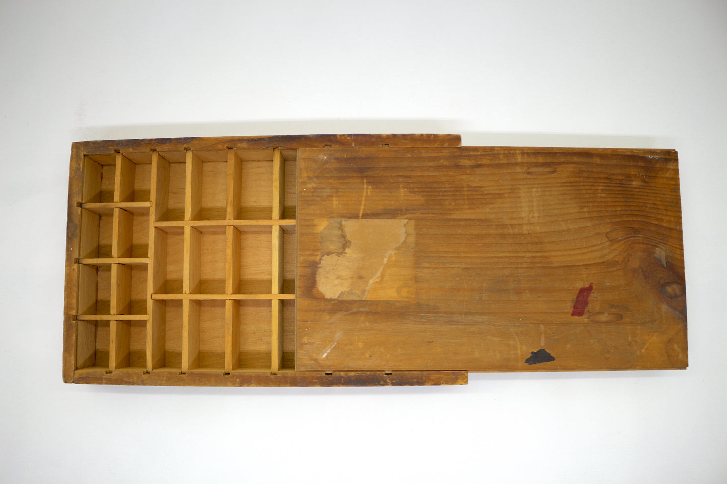 Vintage Wood Small Compartment Storage Box