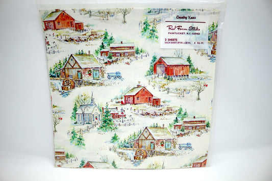 Vintage Red Farm Christmas Gift Wrap