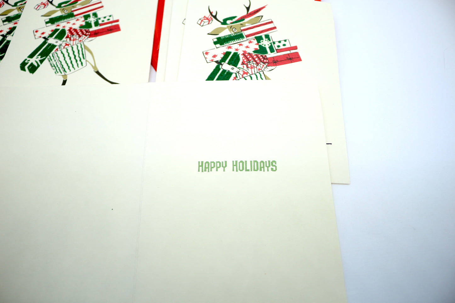 Spending the Doe Happy Christmas Card Pack, Deer Christmas Cards, Vintage Cards