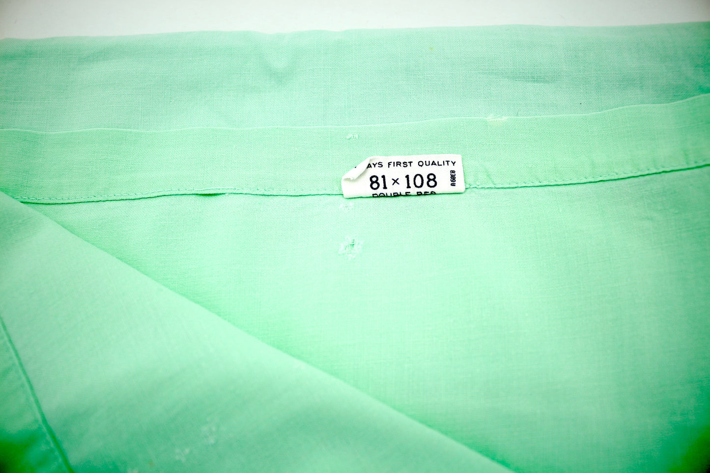 Vintage Minty Mint Cotton Flat Bed Sheet