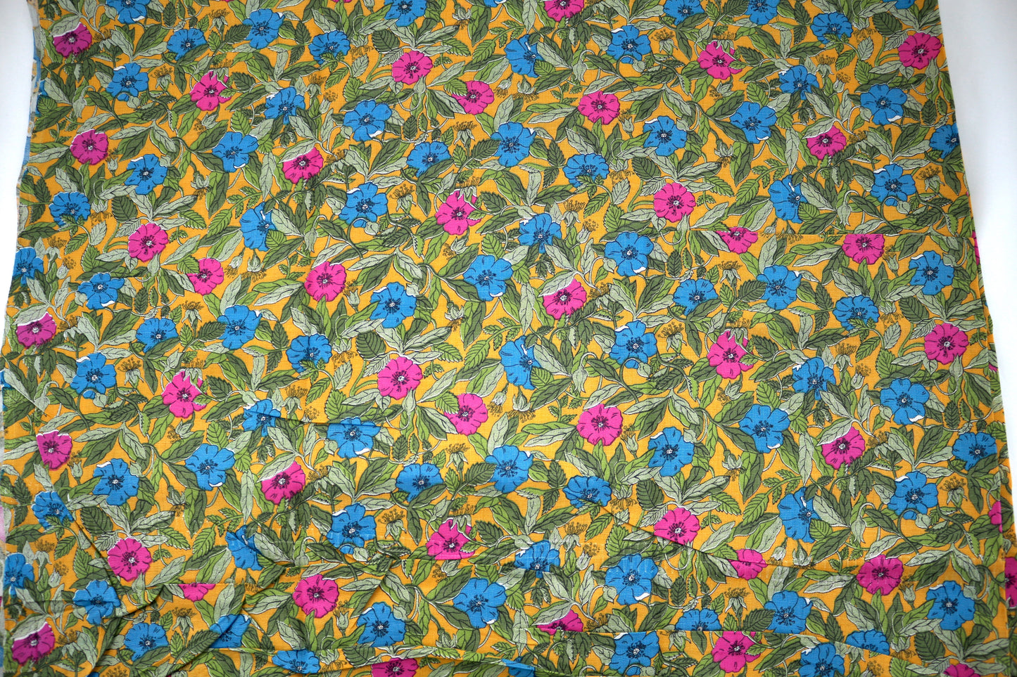 1 yd Vintage Flowered Linen Blend Fabric