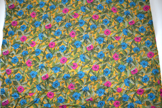 1 yd Vintage Flowered Linen Blend Fabric