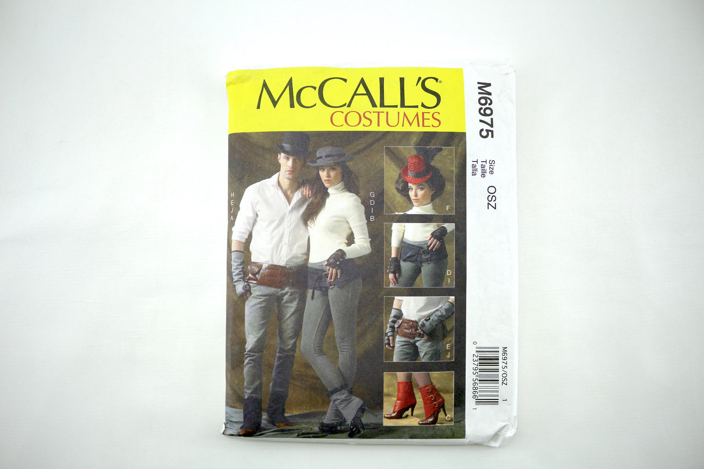 McCalls 6975 Unisex Spats, Fingerless Gloves, Hats and Belts Sewing Pattern One size