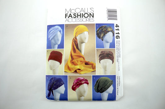 McCalls 4116 Fashion Accessories Turbans, Headwraps, and Hats Sewing pattern