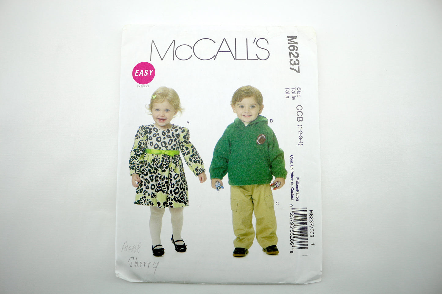 McCalls M6237 Toddler Dress, Top and Pants Sewing Pattern Size CCB 1-4