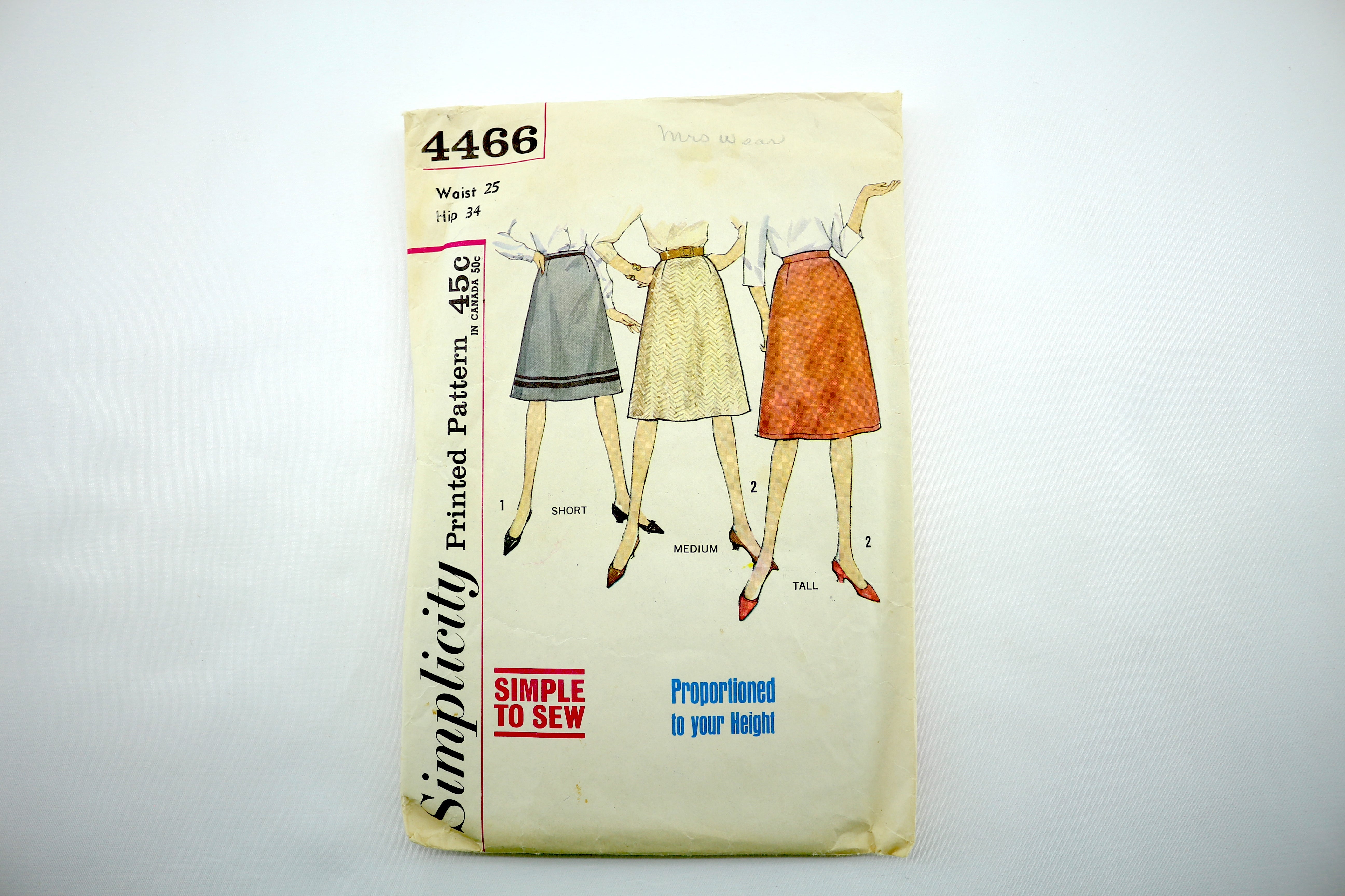 S3168 Pattern Simplicity 4466 Skirt Sewing Pattern Waist 25 Hip 34 – Makeropolis