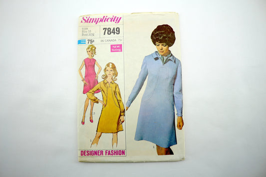 Simplicity 7849 Misses Dress Sewing Pattern Size 10 Bust 32.5