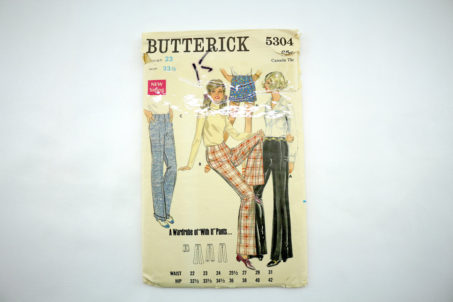 Butterick 5304 Misses Pants or Shorts Sewing Pattern Waist 23 Hips 33.5