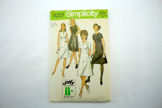 Simplicity 9221 Misses Dress Sewing Pattern Size 10 Hips 32.5