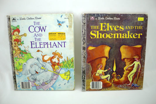 Vintage Little Golden Books – The Cow and the Elephant OR The Elves and the Shoemaker