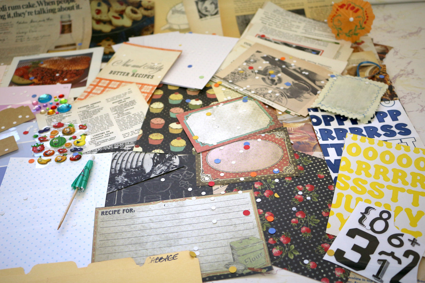 Vintage Food-Themed Craft Kits – Over 75 Pieces of Retro Culinary Charm for Your Projects