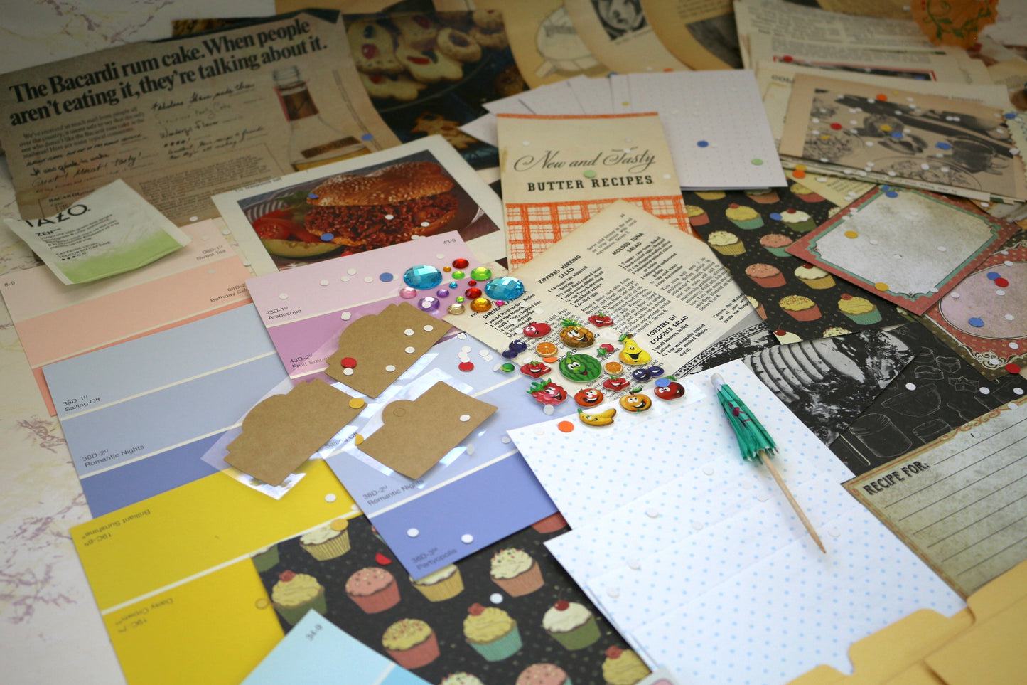 Vintage Food-Themed Craft Kits – Over 75 Pieces of Retro Culinary Charm for Your Projects