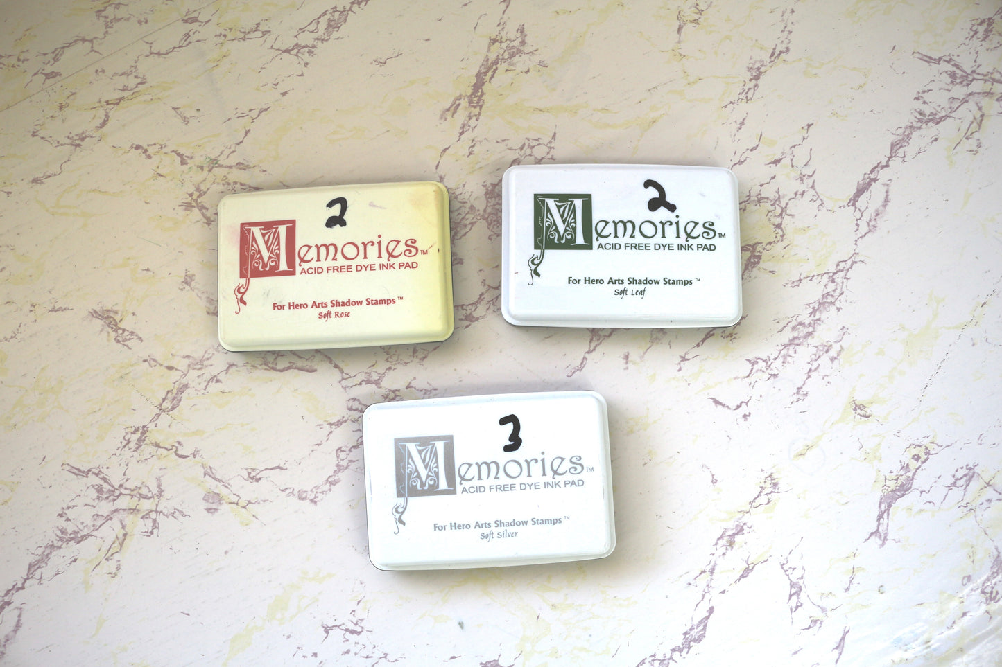 Memories Ink Stamp Bundle Soft Rose, Soft Leaf & Soft Silver