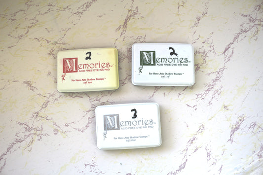 Memories Ink Stamp Bundle Soft Rose, Soft Leaf & Soft Silver