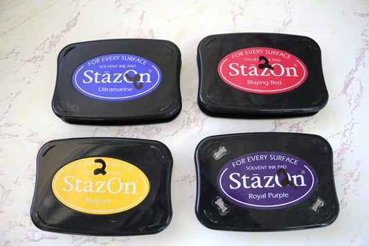 Stazon Ink Pad Bundle Ultramarine, Blazing Red, Mustard & Royal Purple