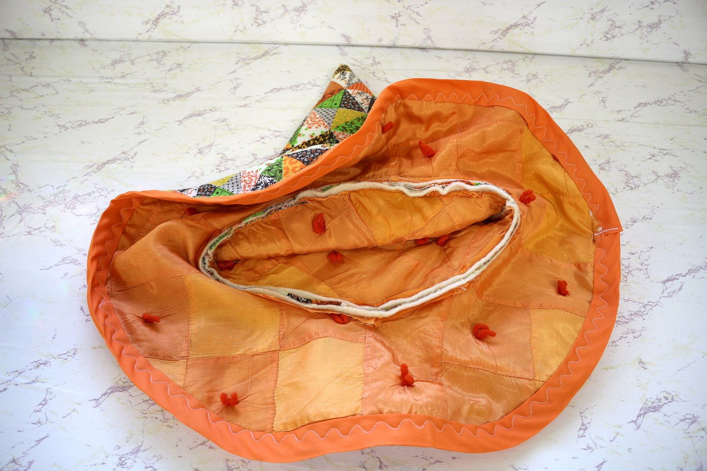 Handmade Upcycled Witch Hats with Orange Satin Lining – Unique, Floppy, and Full of Charm