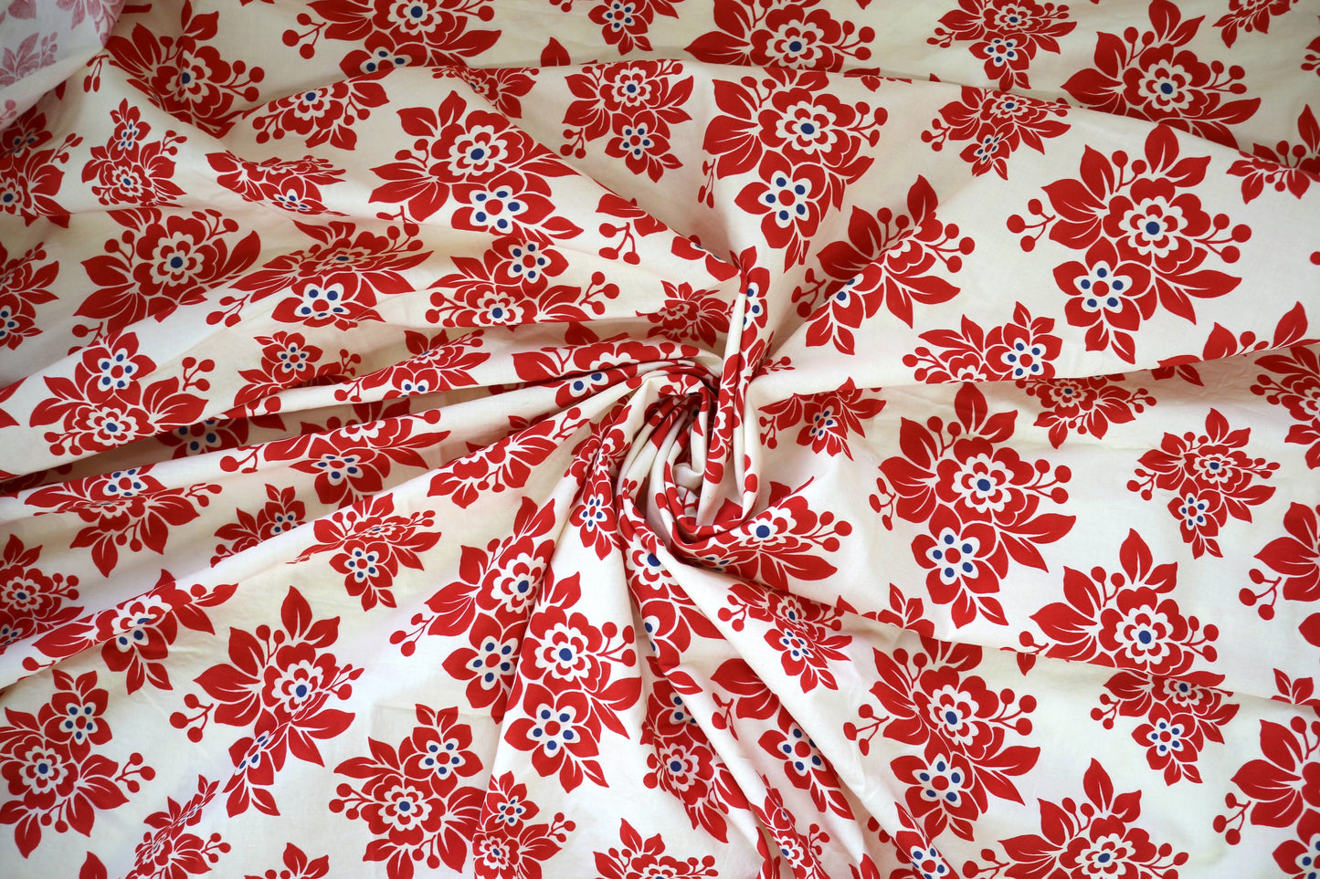 4 yards Red Flowers Cotton Fabric