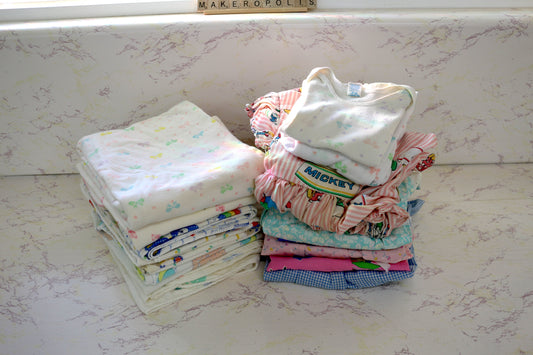 Vintage Baby Clothes & Blankets Bundle (12-24 Months) – Adorable Handmade Dresses & More!