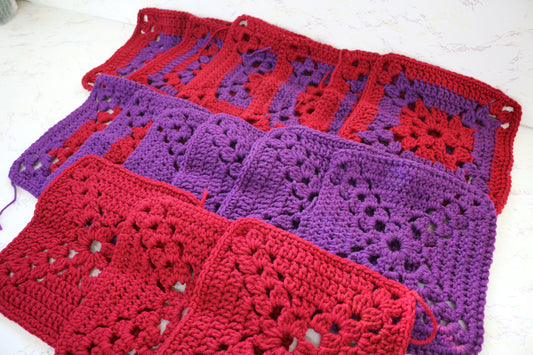 9x9” Crocheted Granny Squares – Perfect for Crafting, Quilting, & DIY Projects!