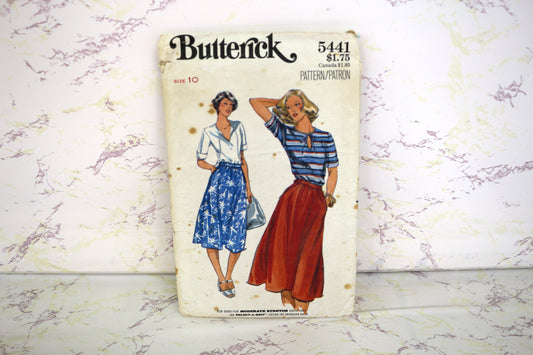 Butterick 5441 Misses Top & Skirt Size 10 Versatile Sewing Patterns