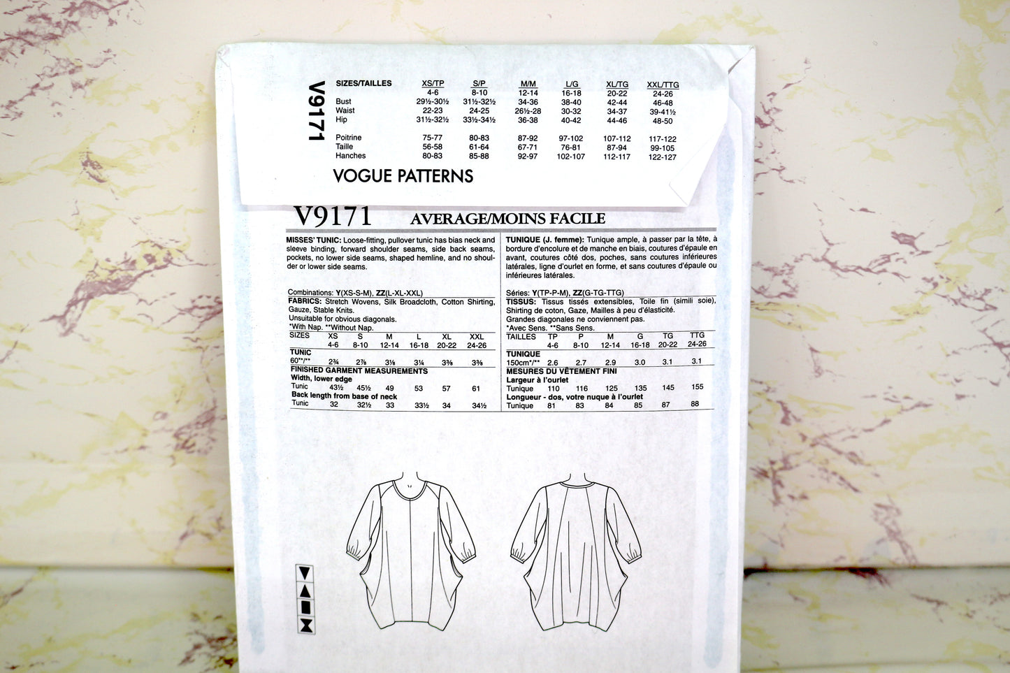 Vogue 9171 Tunic Top size 22 L-XXL Versatile Sewing Patterns