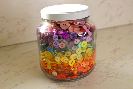 A Rainbow of Possibilities: Glass Jar of Buttons