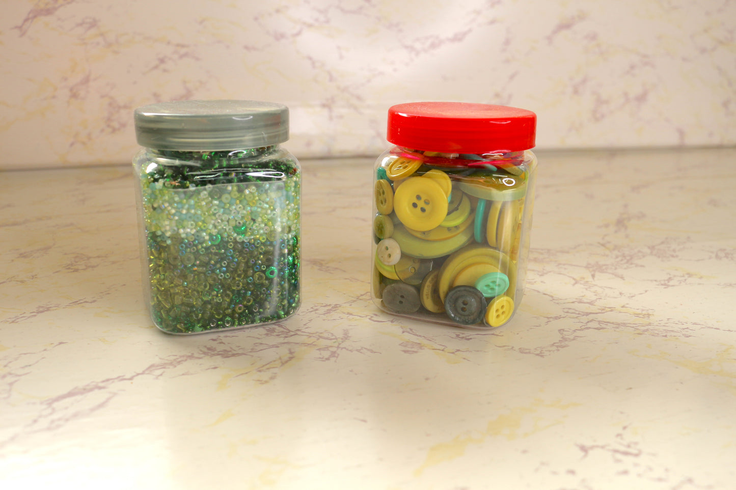 Creative Duo: Buttons & Beads in Vibrant Jars Green