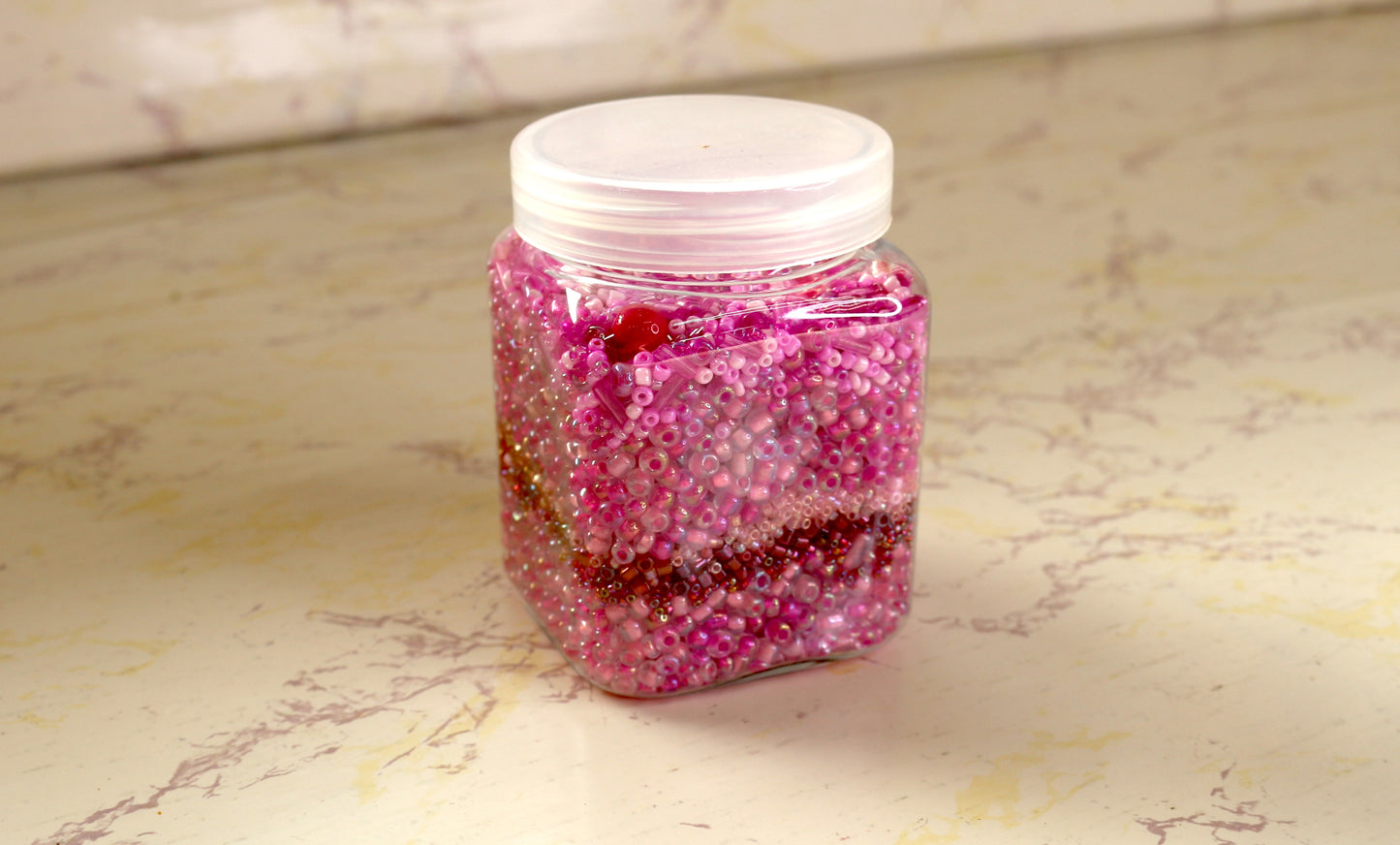 Pretty in Pink: Layered Seed Bead Jar