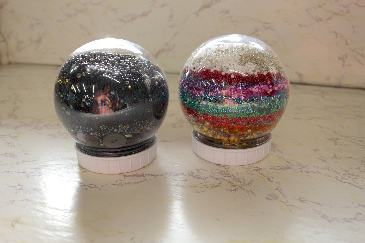 Artful Globe Jars: Layered Beads & Buttons