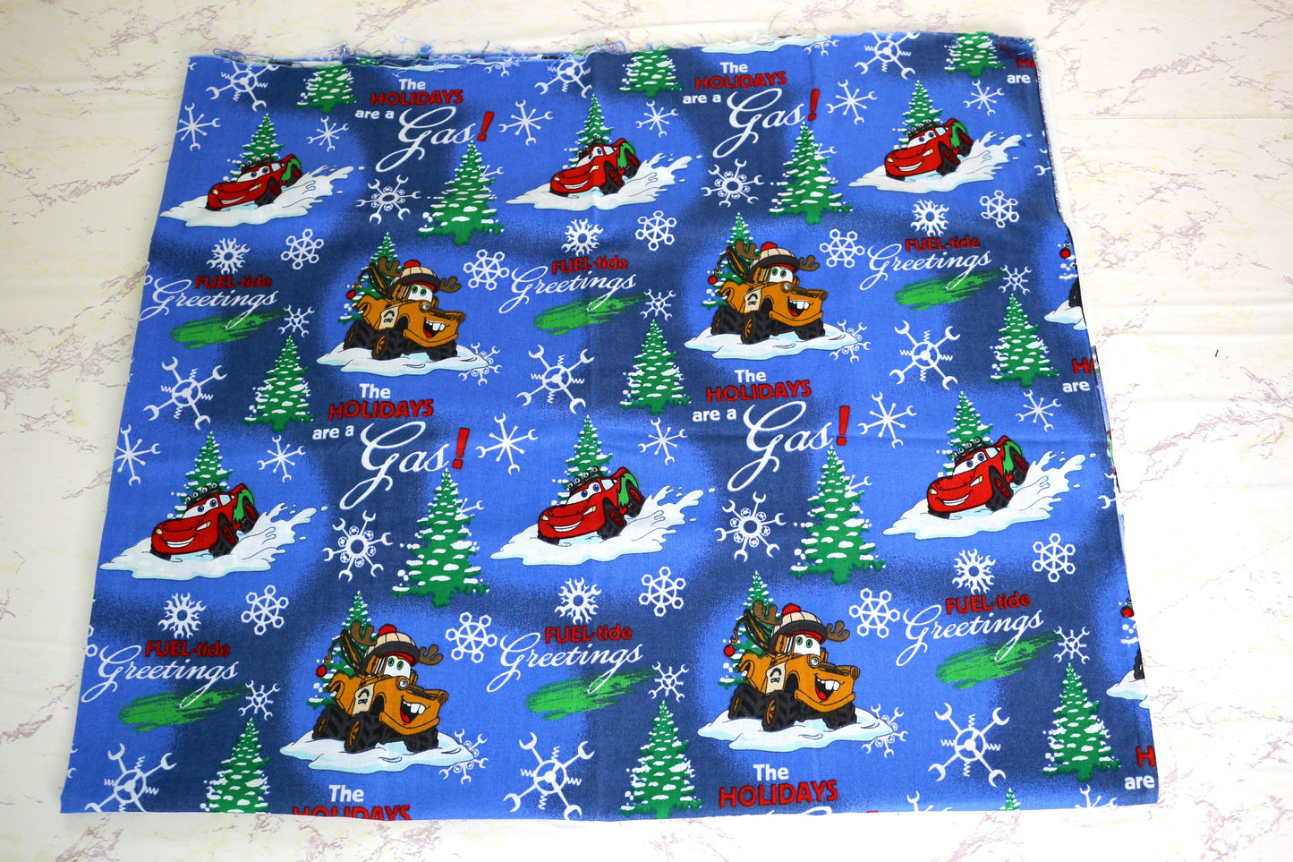 35" x 42" Mater & Lightning McQueen Christmas Cotton Fabric