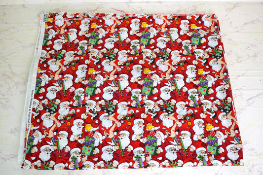 1.75 yards by 43" Santas on Acid Cotton Fabric